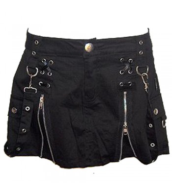 Women Black Mini Skirt Front Double Zipper Women Gothic Short Bondage Skirt